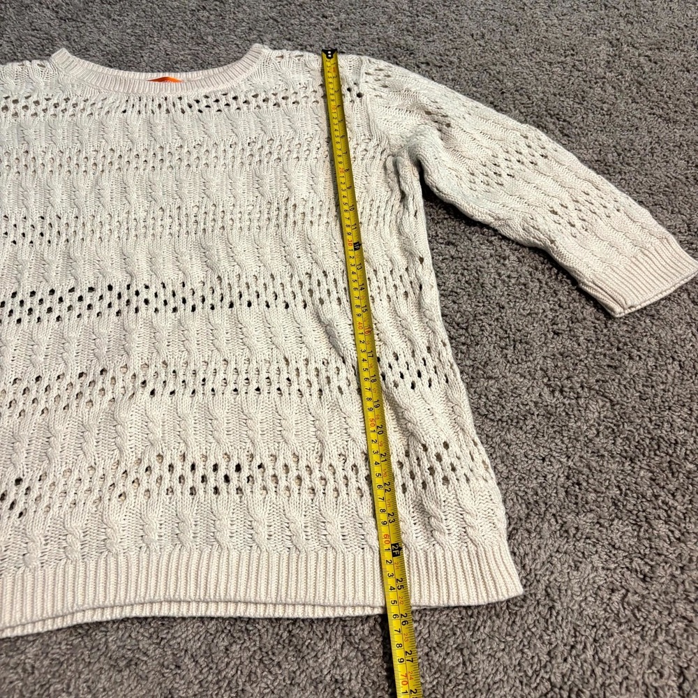 Joe Fresh Womens XL Cream Knit Sweater 100% Cotton Open Knit Lightweight - Picture 5 of 8